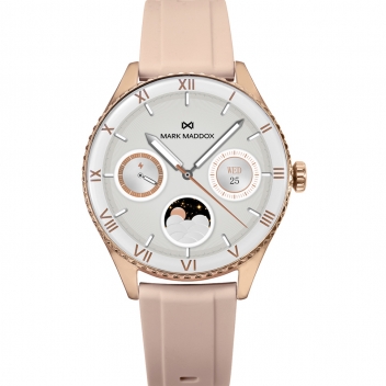 Reloj Smart de metal Ip rosa con correa silicona rosa