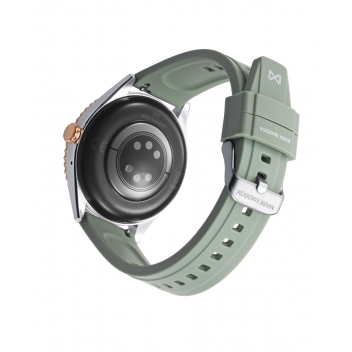 Reloj Smart de metal bitono en acero e Ip rosa  con correa silicona verde - MS2001-80